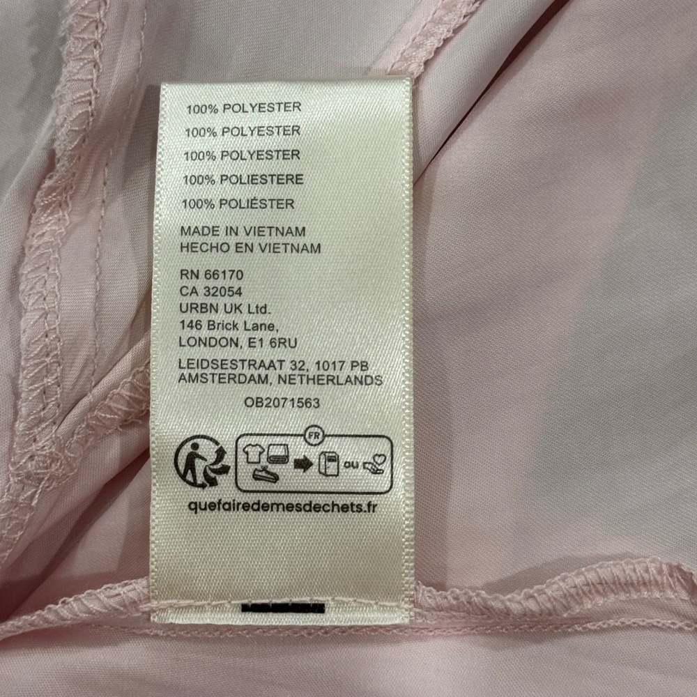 Free People Aarabella Satin Top Blush Pink Large Long Sleeve Blouse Bow Flowy - Picture 7 of 8
